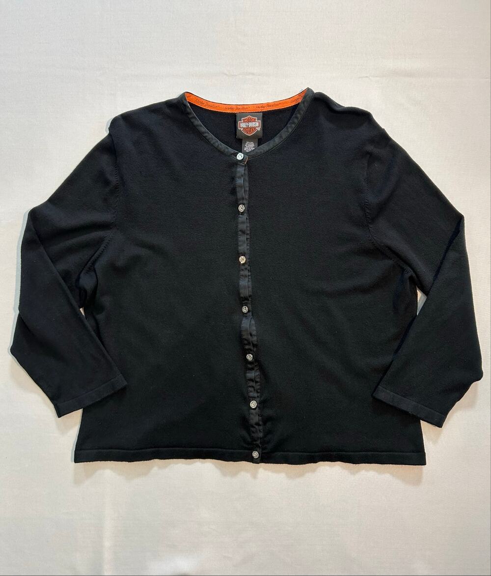 Harley Davidson Button Up Cardigan Silk Blend Black Large